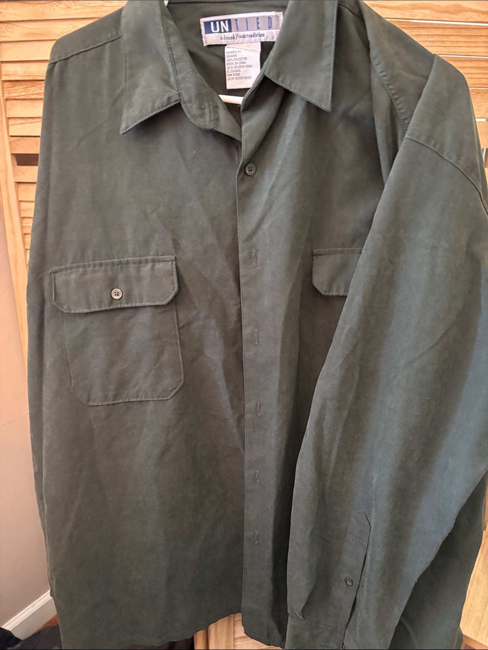 Untied Men's Green Military Field Shirt Jacket XL